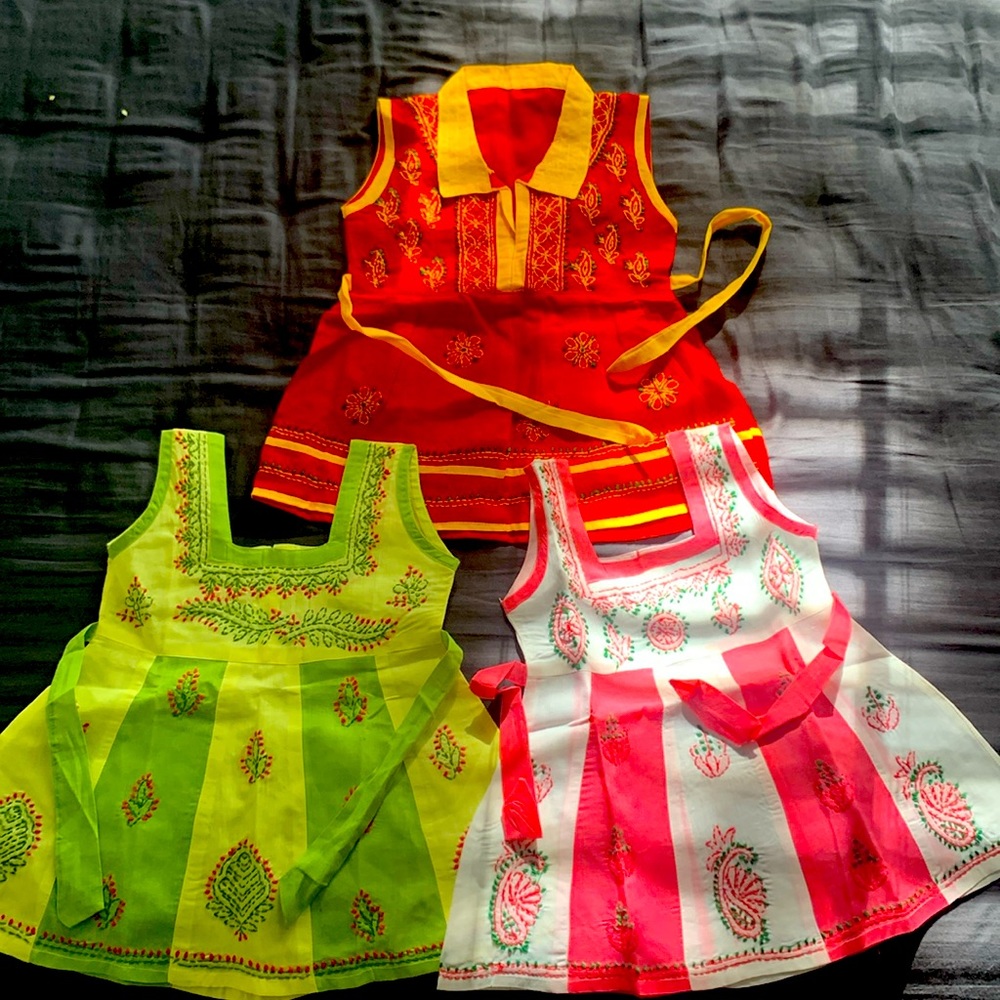 Hand embroideries dress for-12M for girls 3 dresses